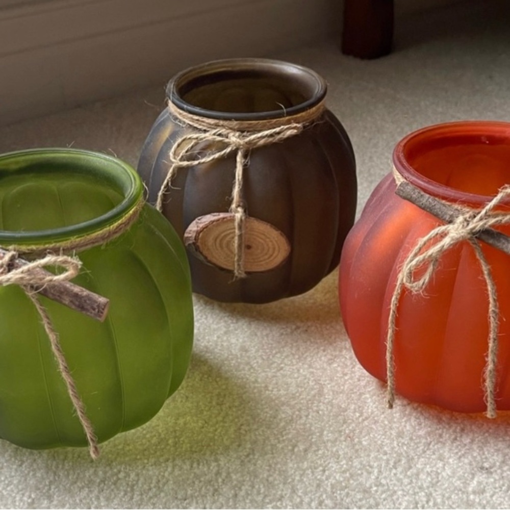 Fall decor candle vase holder orange - Picture 2 of 2